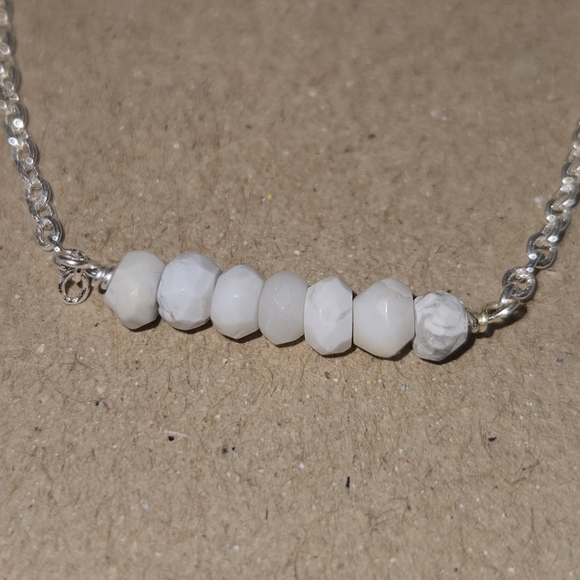 Kris Nations Howlite Mystic Bar Necklace - Delicate Beaded Stone Necklace - Picture 4 of 5